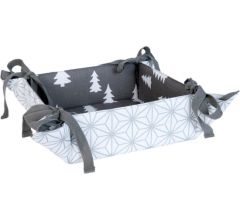 Clayre & Eef - Broodmand met kerst ontwerp - 20 x 20 x 8 cm - Grijs en wit