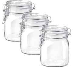 Weckpot - Voorraadpot - Transparant - Vierkant - 750 ml - 3 stuks