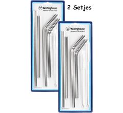 2 X Set Van 8 Herbruikbare Roestvrijstalen Rietjes En 2 Reinigingsborstels – Westinghouse