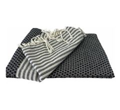 Hamamdoek -  fouta – pestemal - 90x170 cm - 100% katoen - zwart