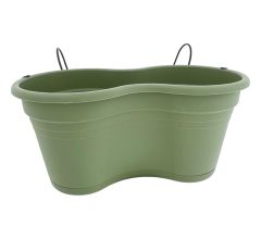 Balkon bloembak Hangbak Compleet - Oudgroen - 37 x 20 x 17 cm - 2 Stuks