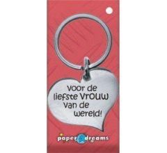 RVS Hart Sleutelhanger - voor de liefste vrouw van de hele wereld!