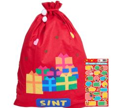 Zak van Sinterklaas - 90 x 60 cm met 3D Effect - Incl. 20 x Sint Naamstickers - Design 31