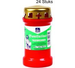 Graflicht Grafkaars Herdenkingslicht met deksel van 72 branduren - Rood - 24 stuks