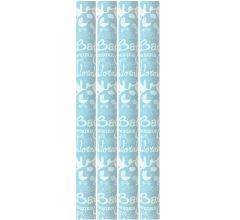 Benza cadeaupapier - Inpakpapier voor geboorte jongen Babyshower - 200 x 70 cm - 4 rollen
