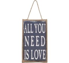 Clayre &amp; Eef 62119 - Tekstbord - 14 x 24 cm - hout - blauw