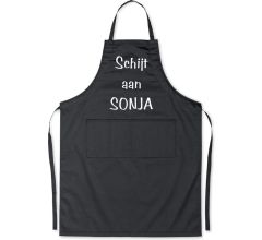 Schijt aan Sonja - Luxe Schort Keukenschort met tekst - Zwart