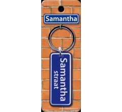 Paper Dreams Sleutelhanger Straatnaam Samantha 9 Cm Staal Blauw