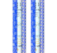 Star and Snowflakes cadeaupapier - Kerstpapier inpakpapier voor Kerst - 3 meter x 70 cm - 6 rollen