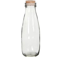 6x Melkfles Glas - Glazen Fles met Kurk - Ø7 x H21 cm - 500ml