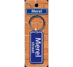 Paper Dreams Sleutelhanger Straatnaam Merel 9 Cm Staal Blauw