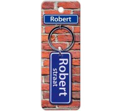 Paper Dreams Sleutelhanger Straatnaam Robert 9 Cm Staal Blauw
