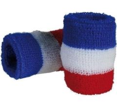 Pols zweetbandjes Rood-Wit-Blauw (2 st.)