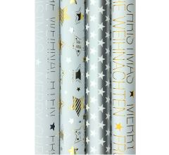 GOLD and SILVER cadeaupapier - Kerstpapier inpakpapier voor Kerst - 3 meter x 70 cm - 4 rollen
