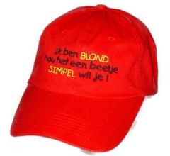 Benza - Katoenen geborduurde katoenen baseball cap, pet: Ik ben blond hou het simpel