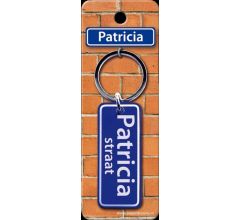 Paper Dreams Sleutelhanger Straatnaam Patricia 9 Cm Staal Blauw