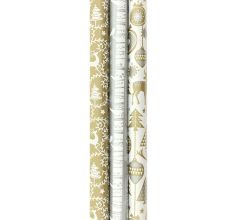 Assortiment Zilver en goud luxe kerstpapier inpakpapier cadeaupapier - 200 x 70 cm - 3 rollen