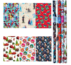 Disney & Marvel Kerst Cadeaupapier – 6 Rollen van 200 × 70 cm – Stitch, Mickey, Cars, Prinsess