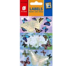 Schooletiketten Sportauto - Vlinders - 70 x 35mm - 18 stuks