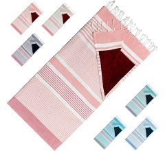 Arowell strandlaken - Trendy strandhanddoek - Slim ontwerp - 2 lagen bescherming tegen zandhitte - 