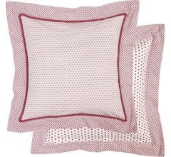 Clayre & Eef - Katoenen kussen hoes - 40 x 40 cm - Met stippen en stipjes in wit met rood - DOT22R