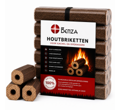 Benza Houtbriketten – 12 Stuks – 850 Gram per Briket – +/- 10 Kilo - 19,5 x 6,5 cm – Duurza