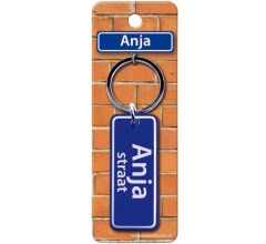 Paper Dreams Sleutelhanger Straatnaam Anja 9 Cm Staal Blauw