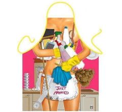 Just Married/Pas Getrouwd Huishoudster - Sexy Grappig Leuk Schort Keukenschort