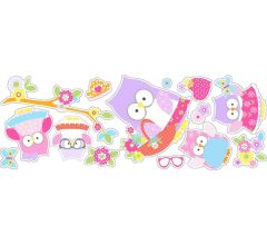 Art for the Home - Muurstickers - Uil - Meerkleurig - 25x70 cm