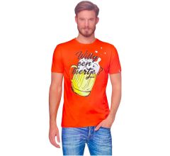 Oranje - T-Shirt Heren - Koningsdag - Willy Een Biertje? - 100% Katoen - Maat L - 52/54
