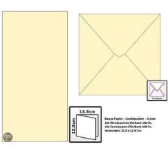 Benza Wenskaarten en Enveloppen om zelf wenskaarten te maken Vierkant 14 x 14 cm - Crème (10 stuks