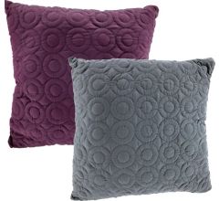 Gevulde kussens met cirkel patroon 45 x 45 cm - Aubergine & Grijs - 2 stuks