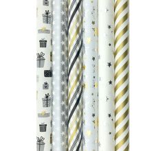 TOUCH OF GOLD 3 cadeaupapier - Kerstpapier inpakpapier voor Kerst - 3 meter x 70 cm - 6 rollen