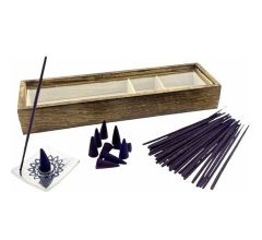 Wierook Cadeau set - 30 Wierookstokjes &amp; 10 kegels Incl. Aluminium houder - Geur Jasmijn