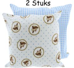 2 x Kussen - Happy Cow - roodbonte koeien - 100% Katoen - 40 x 40 cm