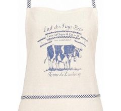 Schort - Koeien, boerderij blauw op naturel linnen look - Landelijke - Keukenschort - 70 x 85 cm