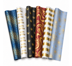 Benza - 6 rollen metallic cadeaupapier - Golden Moments - 200 × 70 cm – diverse designs