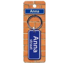 Paper Dreams Sleutelhanger Straatnaam Anna 9 Cm Staal Blauw
