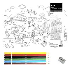 216 papieren placemats kleurplaten - 3 Designs - 6 x 6 kleurpotloden - 6 puntenslijpers - 42 x 30 c