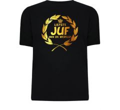 Gouden Krans T-Shirt - Liefste Juf van de wereld (maat xl)