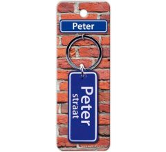 Paper Dreams Sleutelhanger Straatnaam Peter 9 Cm Staal Blauw
