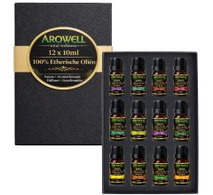  Arowell 100% Natuurlijke Etherische Oliën Set – 12 x 10 ml – Luxe Geschenkverpakking – Voor