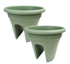 Balkon Railingpot Mediterraans 2-Way - Ø 30 cm - oudgroen - 2 Stuks