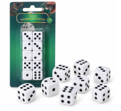 Benza - Dobbelstenen Set van 10 Stuks - 16 mm - Wit met Zwarte Ogen - Voor Bordspellen en Gezelscha