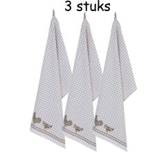 Clayre & Eef - Theedoek Keukendoek - Landelijk - geruit - Kippen & Hanen - Country Side Chicken - 5