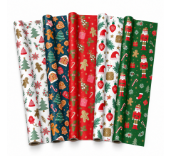 Benza – Kerst Inpakpapier – 5 Rollen van 70 x 200 cm – Lapland – Gecoat Papier 75 g/m² –