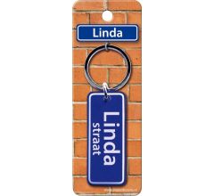 Paper Dreams Sleutelhanger Straatnaam Linda 9 Cm Staal Blauw