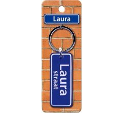 Paper Dreams Sleutelhanger Straatnaam Laura 9 Cm Staal Blauw