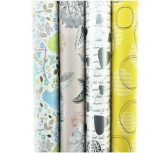 Assortiment inpakpapier cadeaupapier met zeer mooie designs - 300 x 70 cm - 4 Rollen