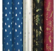 ALASKA Metallic assortiment cadeaupapier inpakpapier voor kerstmis - 150 x 70 cm - 5 rollen